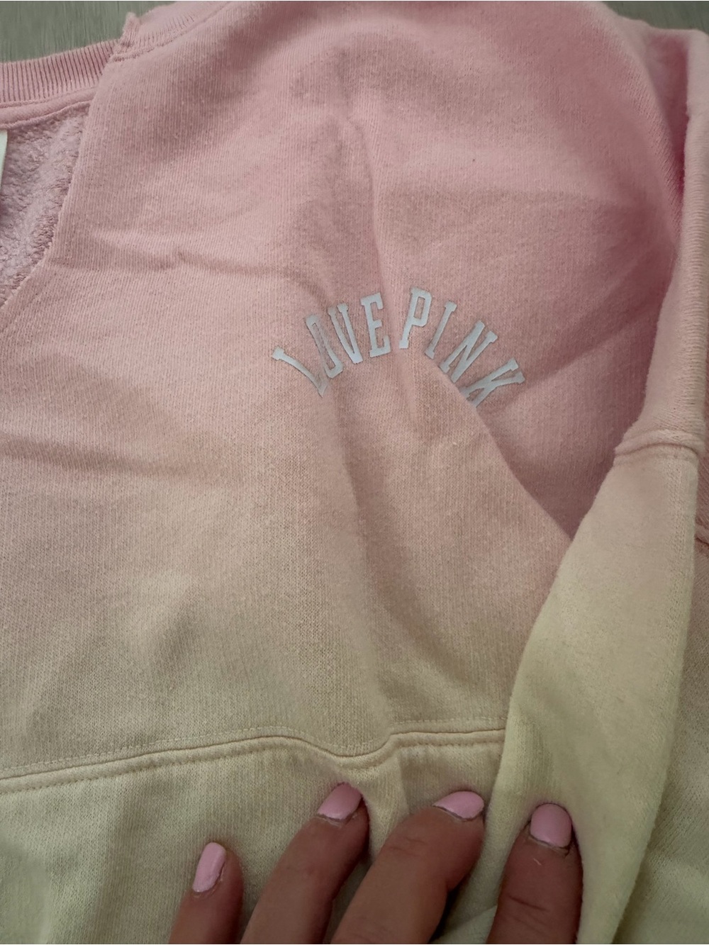 PINK Victoria's Secret Ombre 'LOVE PINK' Crewneck Sweater - Pink to Cream. New